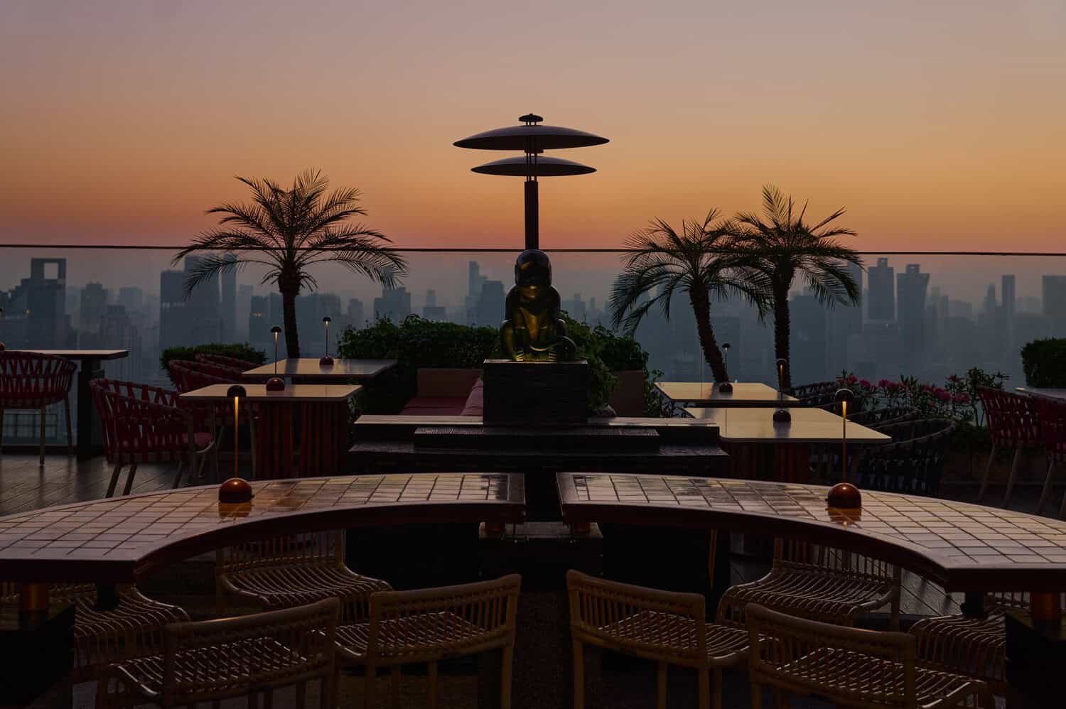 Sunset scene at Bar.Yard, Bangkok’s best rooftop bar 
